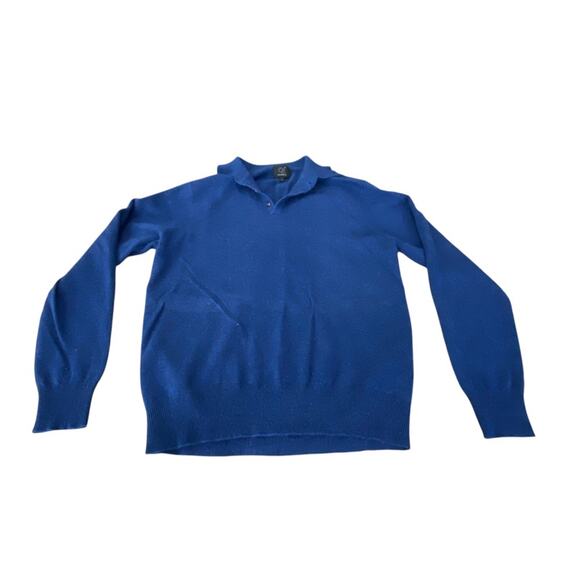 Qi Blue 3 button  Sweater with cooler CASHMERE Size LARGE - Picture 1 of 8